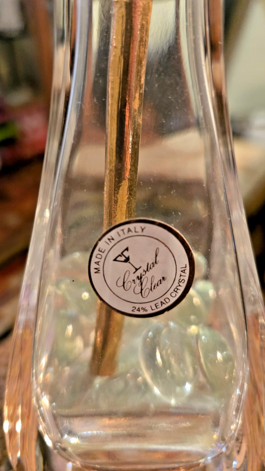 24K Gold Dipped Lacquered Pink Rose with Italian Lead Crystal Bud Vase EXCELLENT