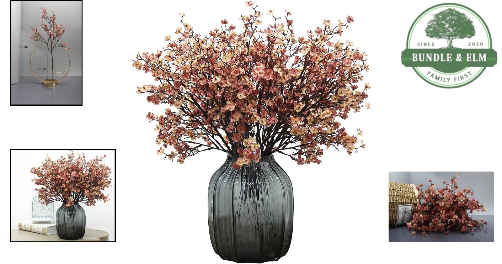 Silk Artificial Flowers 6 Bundle for Home and Garden Decoration in Beige Brown