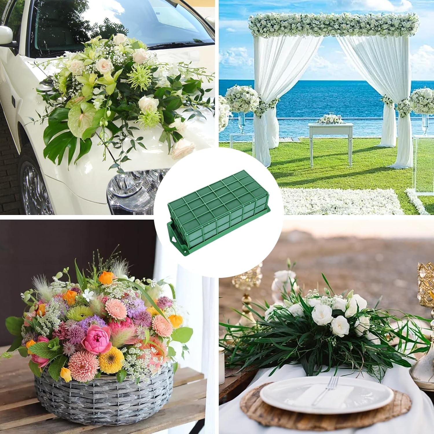 2 Pcs Floral Foam Cage Fresh & Artificial Flowers Dry & Wet Rectangle Flower