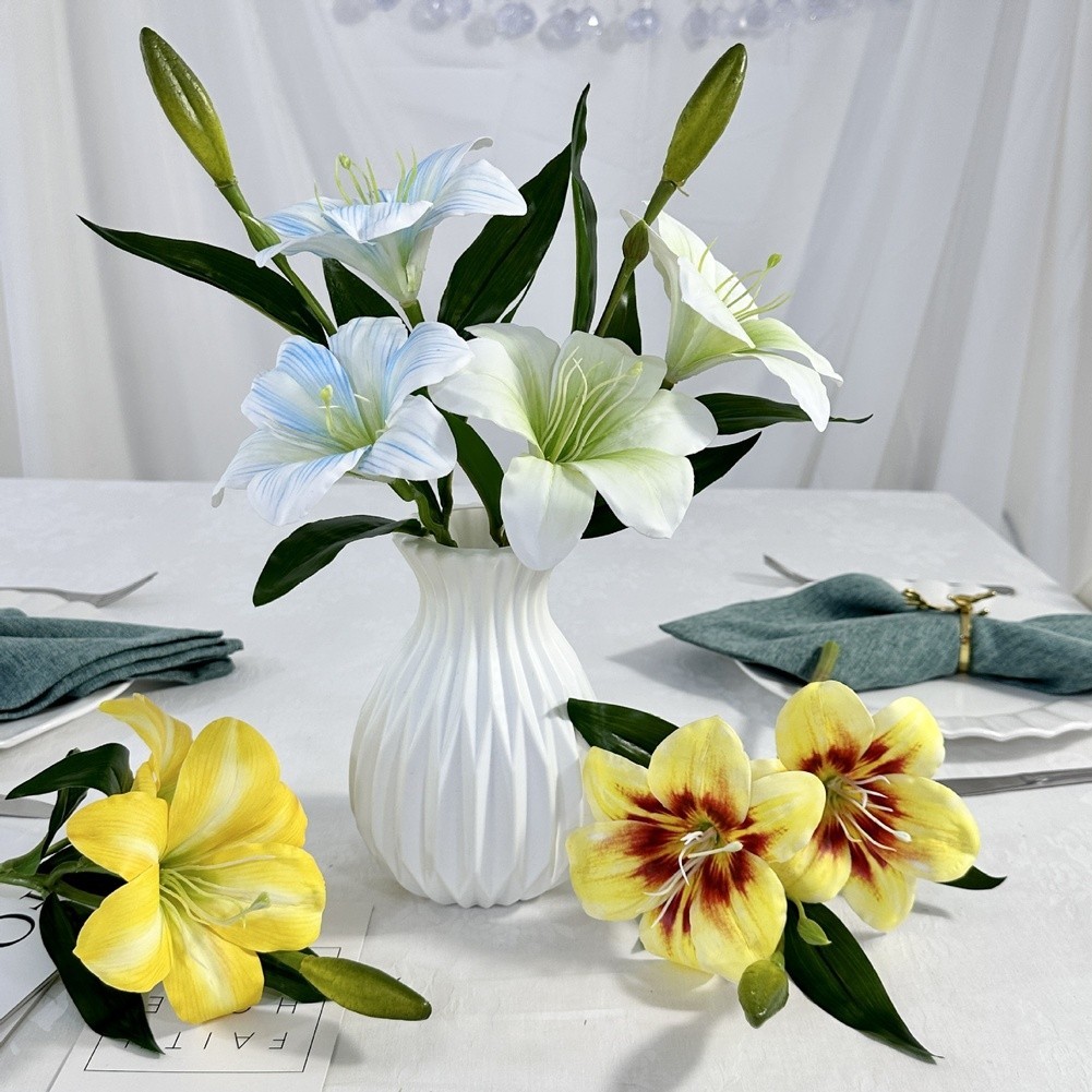 3D Printed Silk Hemerocallis for lily Artificial Flower for Wedding Home Decor