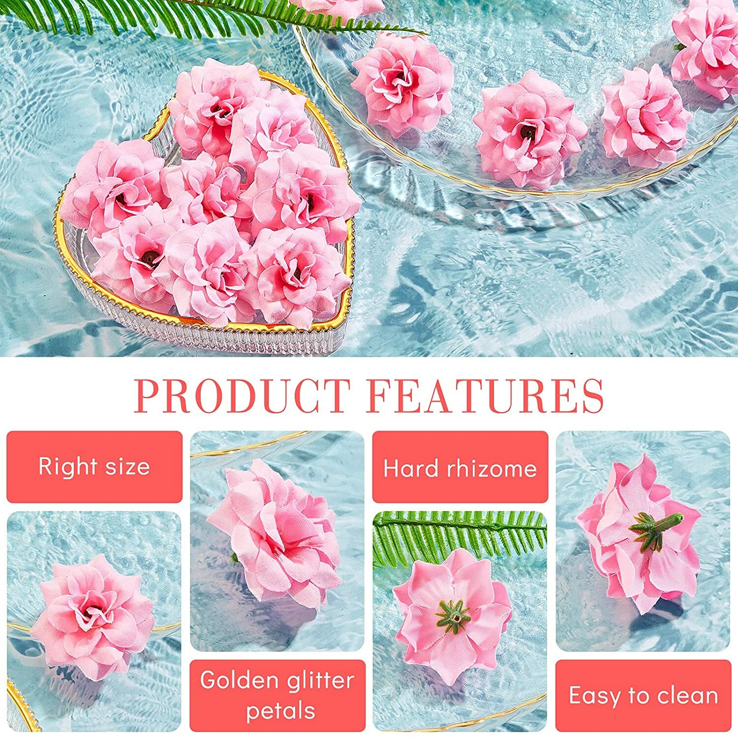 50Pcs Silk Rose Flower Heads Artificial Roses Bulk Craft Wedding Party DIY Decor