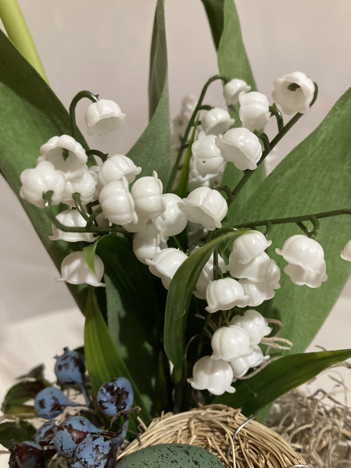Red Tulips & Lily Of The Valley With Robin’s Nest Arrangement