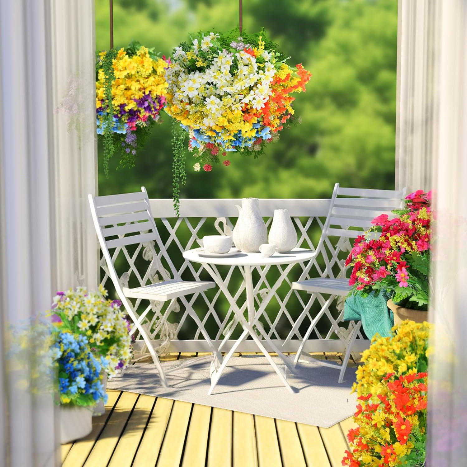 48 Pcs Colorful Fake Plants Set – Orchid, Fern, Eucalyptus for Home Decor