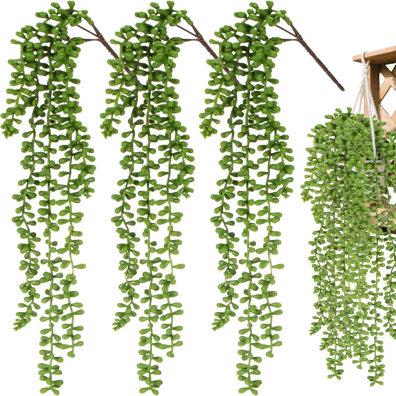 Fake Hanging Plants Artificial Decor – 3PCS String of Pearls Plant Artificial Ha