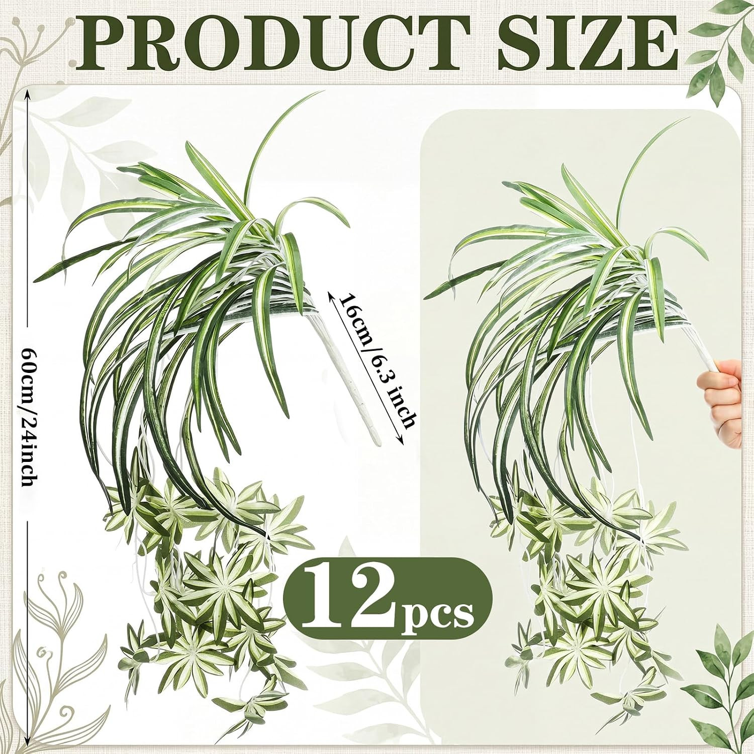 12 Pcs 24″ Artificial Spider Plants for Indoor Outdoor Decor – Silk Greenery