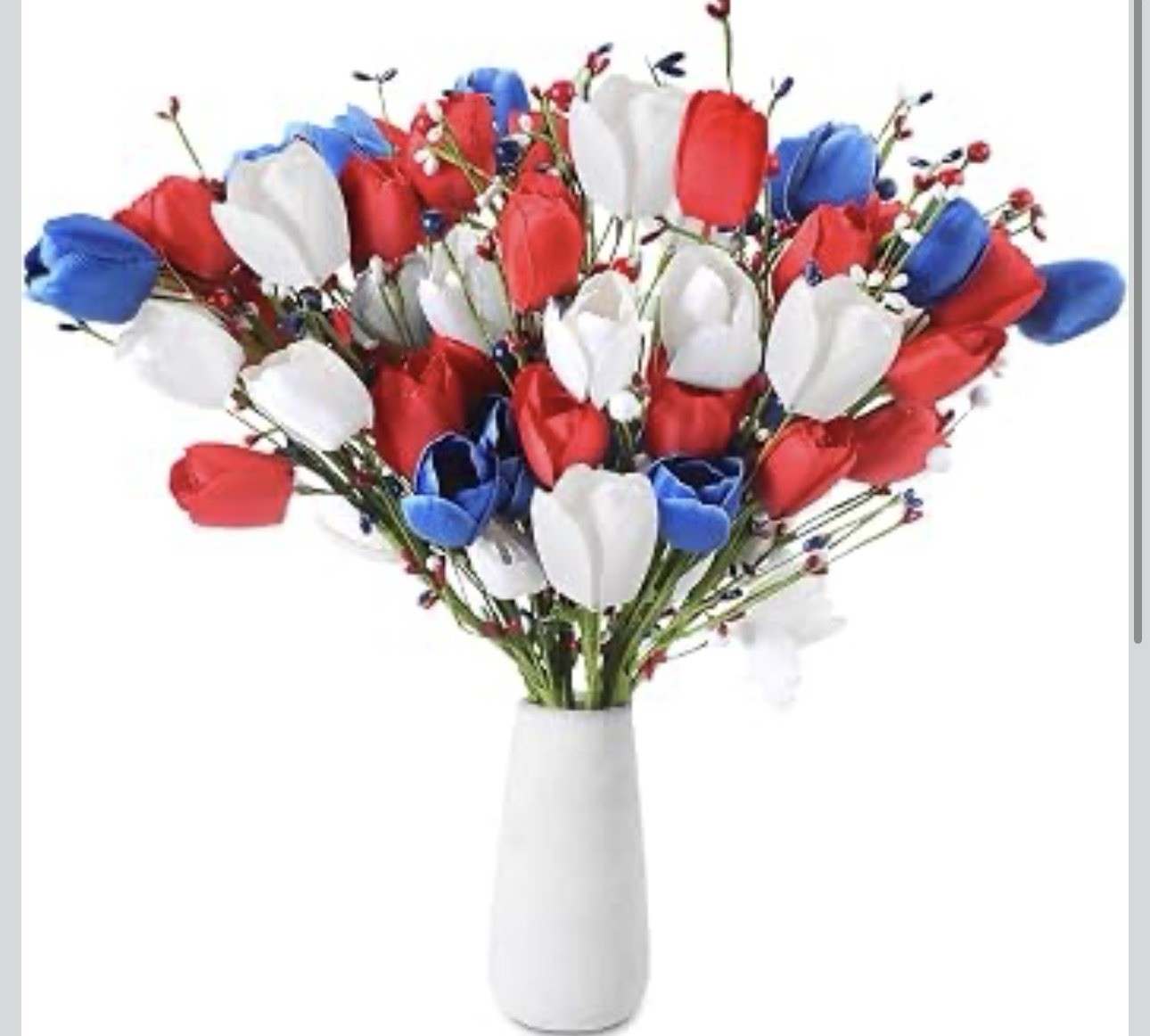 10 Pcs Patriotic Artificial Flowers Memorial Tulips Bouquet Fake Red White an…
