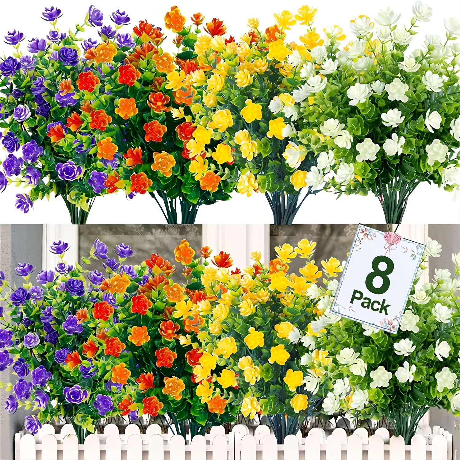3/8Pcs Artificial Flowers for Home and Garden Decor – Realistic Simulation Flora