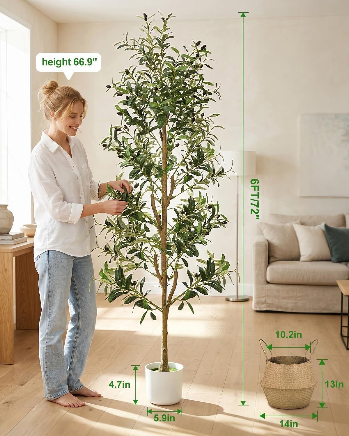 Olive Trees Artificial Indoor 6Ft Tall Faux Plants Large Fake Olivos Tree