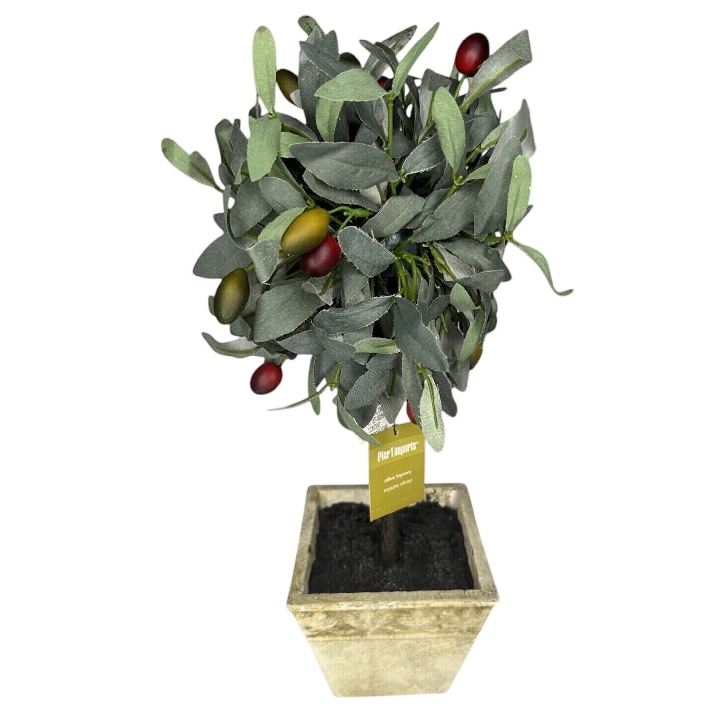 Pier 1 Imports Olive Topiary Faux Tree in Decorative Pot 20″ NEW