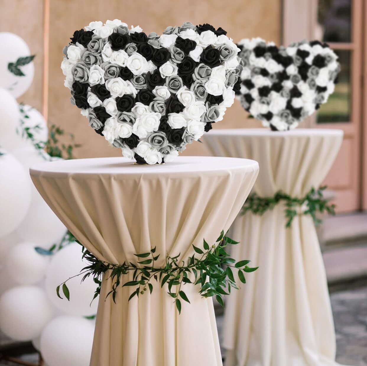 Black White Gray Foam Roses 200PCS 1.97in Artificial Flowers DIY Craft