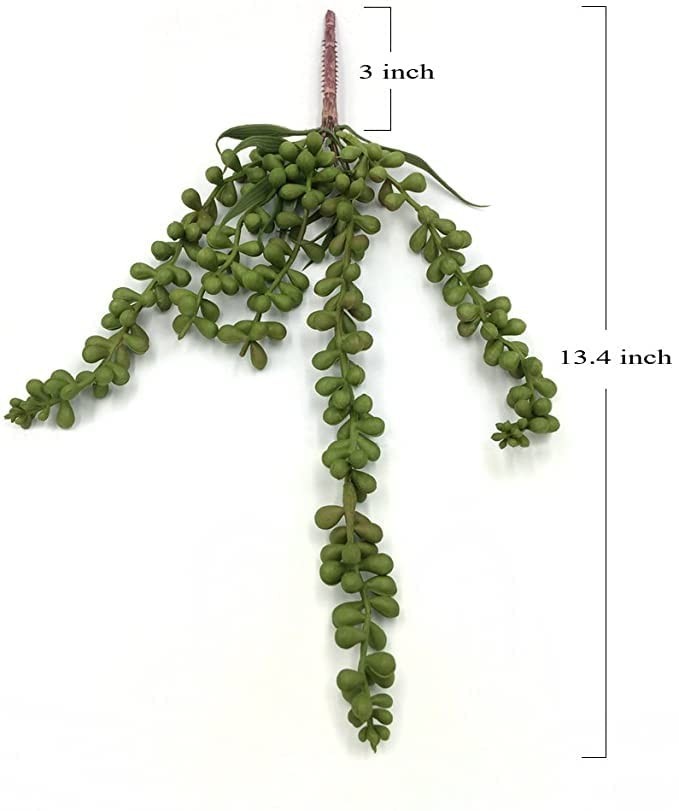 Artificial Succulent Plants 2PCS 13.4 Inch Hanging Faux String of Pearls Decor