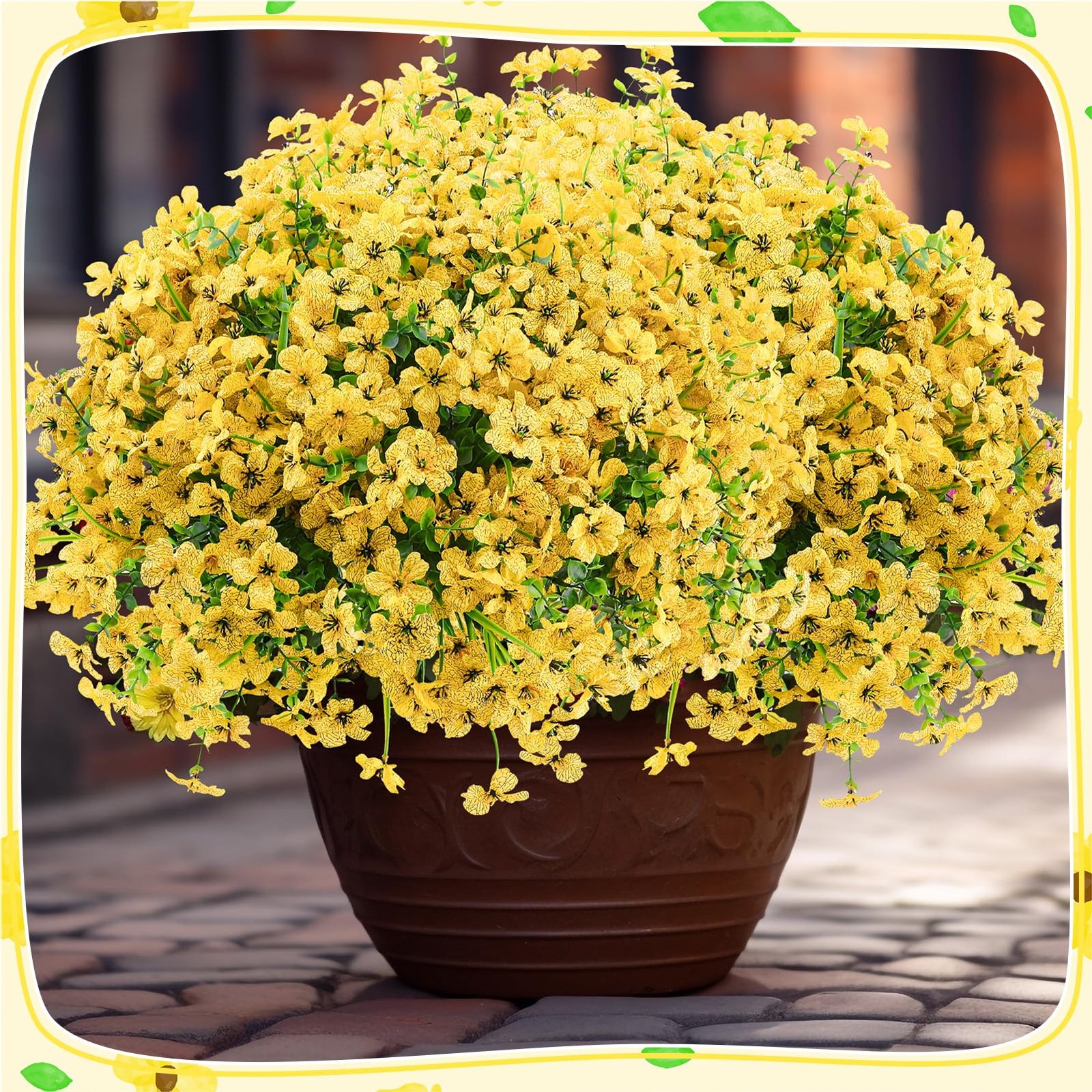 Ovveroche 56 Yellow Bundles Artificial Fake Plants Flowers for Outdoor Decora…