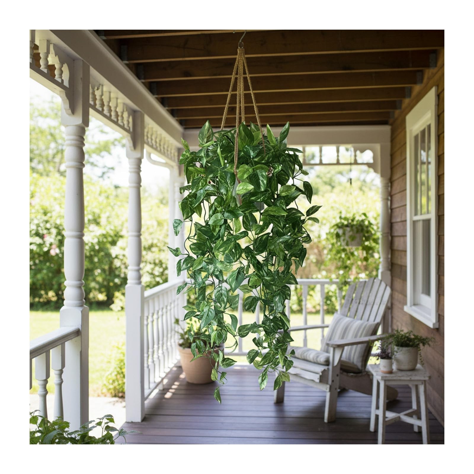 35.5″ Artificial Pothos Ivy Plants Set of 2 with Pots, Fake Hanging Greenery …