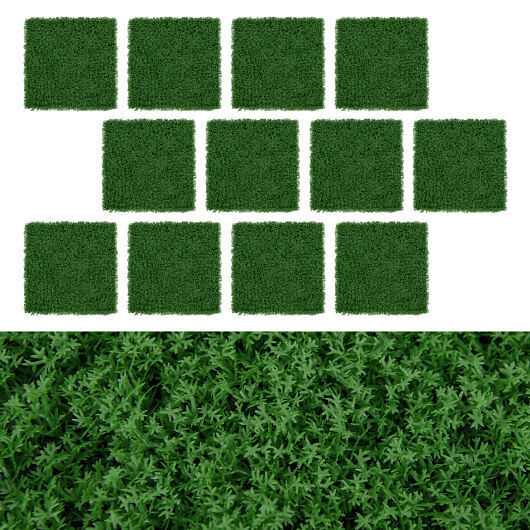 12 Pieces 20 x 20 inches Artificial Grass Wall Panels for Garden Yard Balcony-Gr