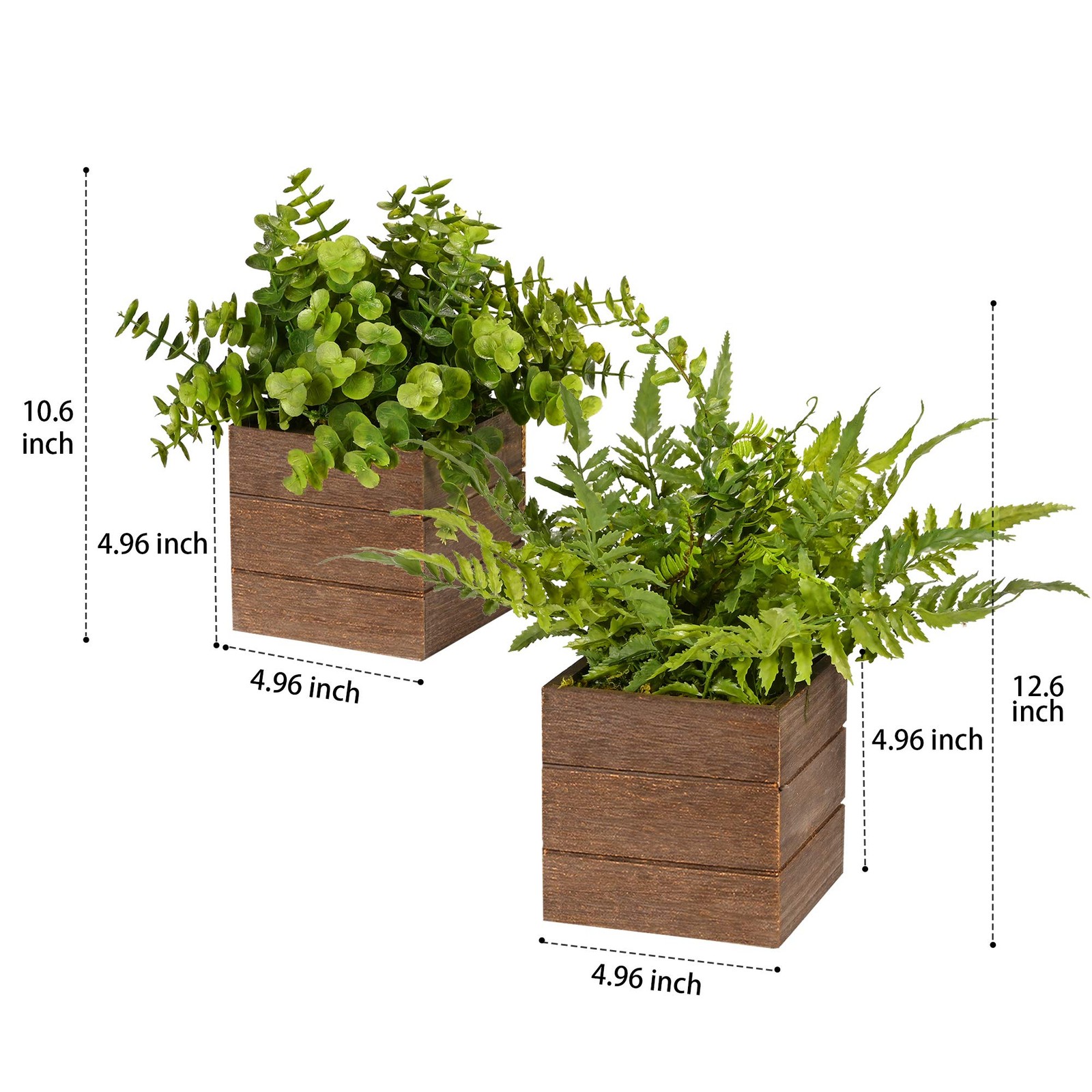 Small Fake Plants, 2Pack Mini Potted Artificial Plastic Boxwood Fern Green De…