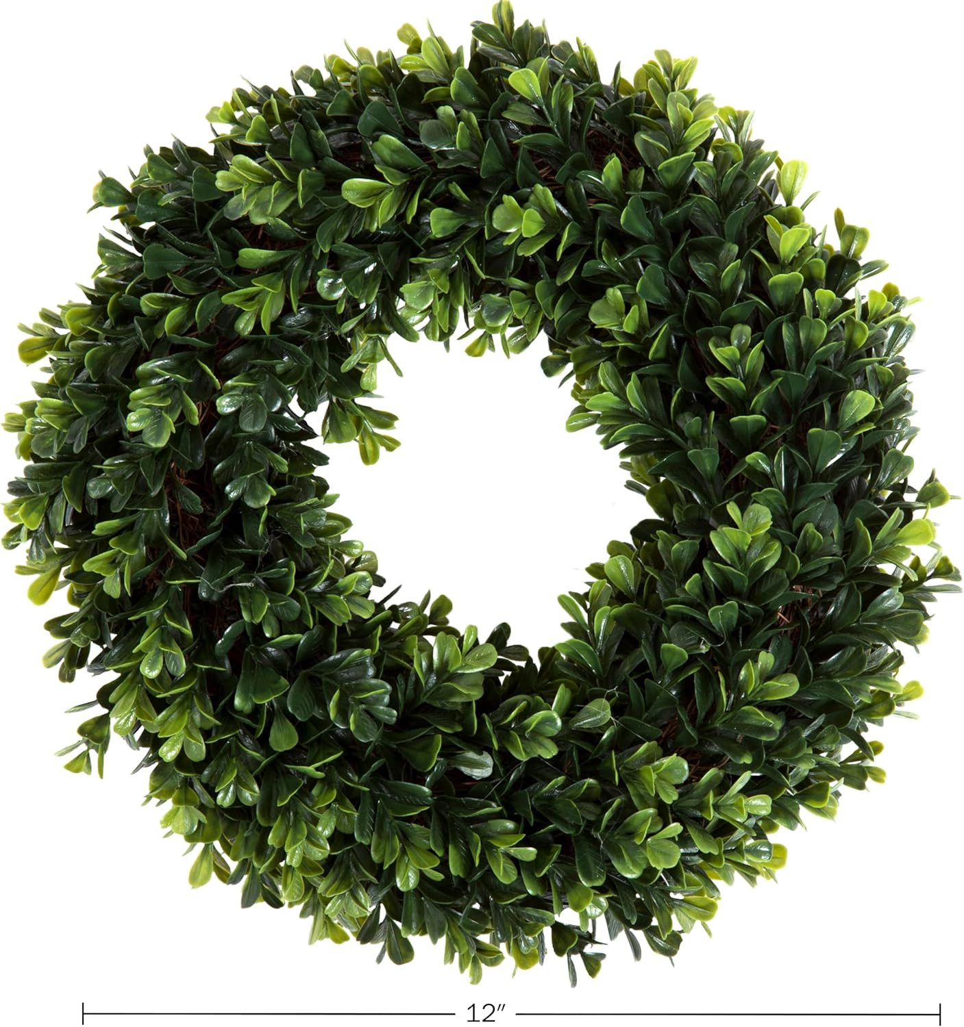 Set of 2 12-Inch Artificial Boxwood Wreaths for Year-Round Decor