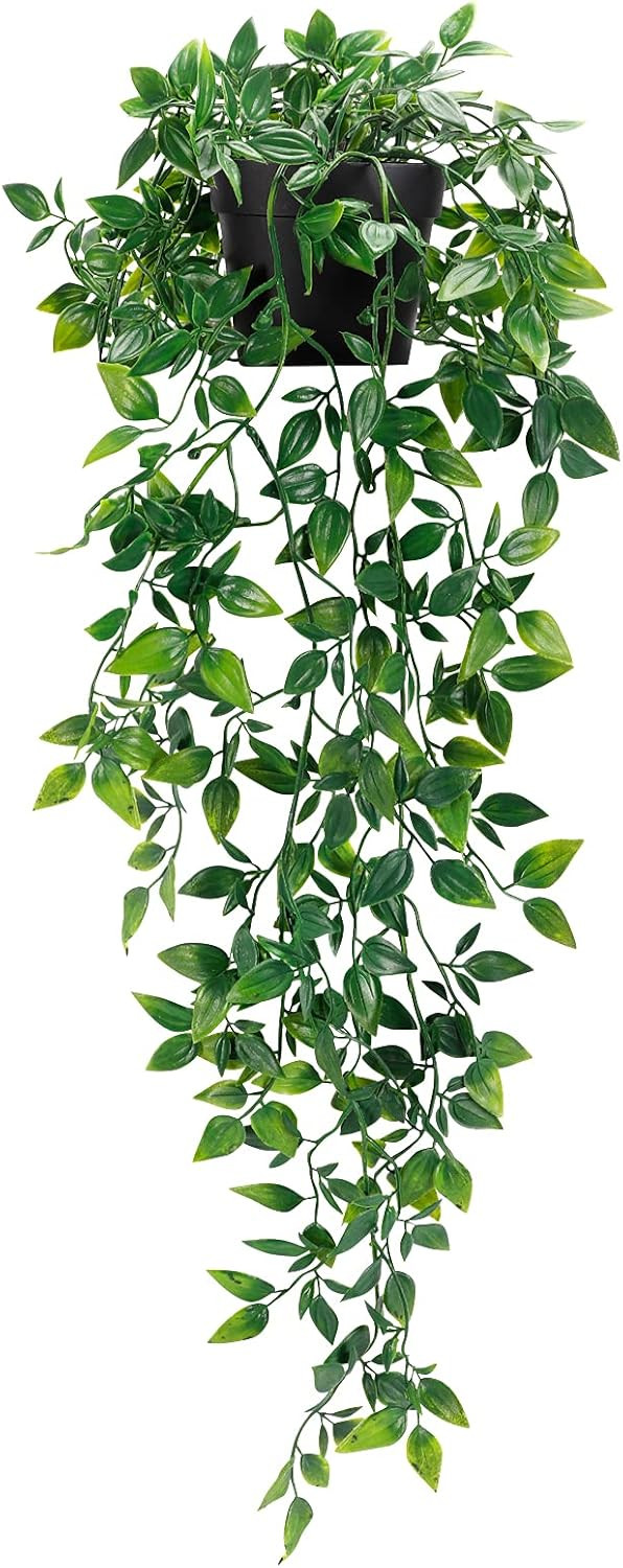 Whonline Fake Hanging Plants, Artificial Small Potted Plants for Indoor Green