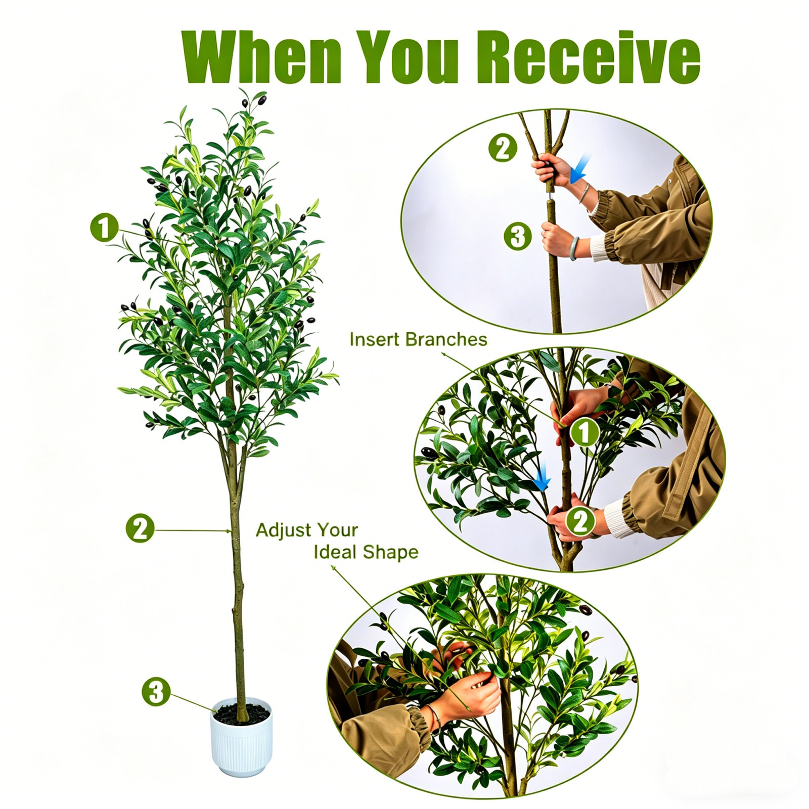Lifelike 6Ft Artificial Olive Tree No Watering Sunlight For Housewarming Gift US