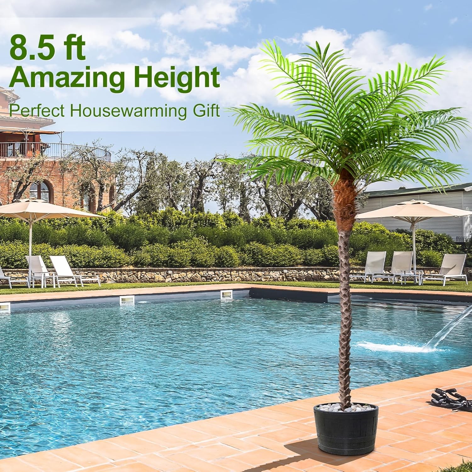2PK 8.5Ft Artificial Palm Tree – Faux Coconut Silk Palm for Indoor/Outdoor Decor