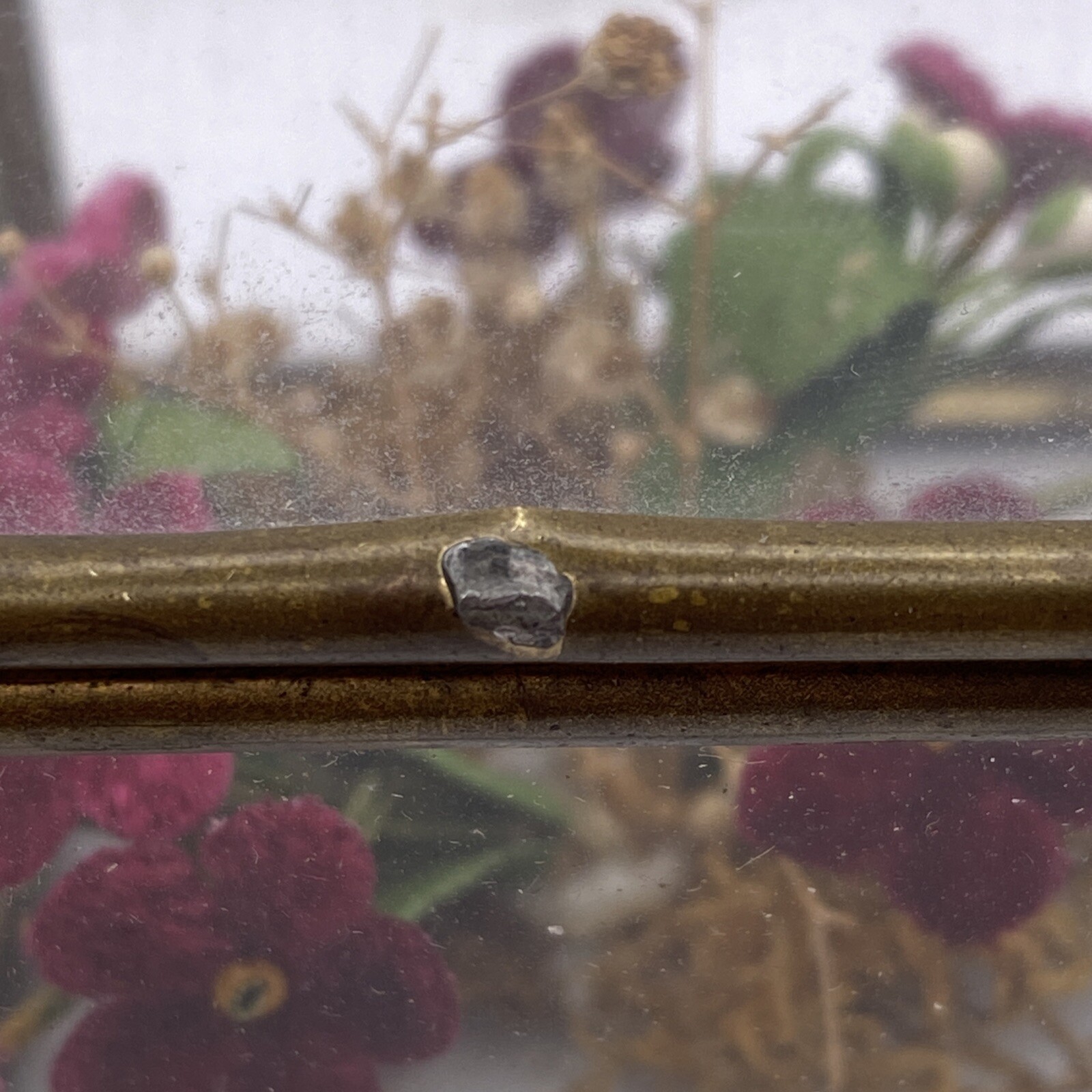 Velvet Flowers in Glass and Brass Box BB7