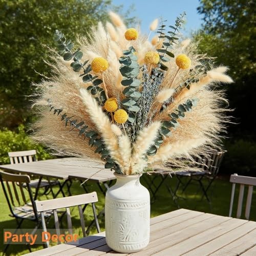 Dried Pampas Grass Bouquet – Boho Pampas Grass Decor for Home, Vase Fillers & C