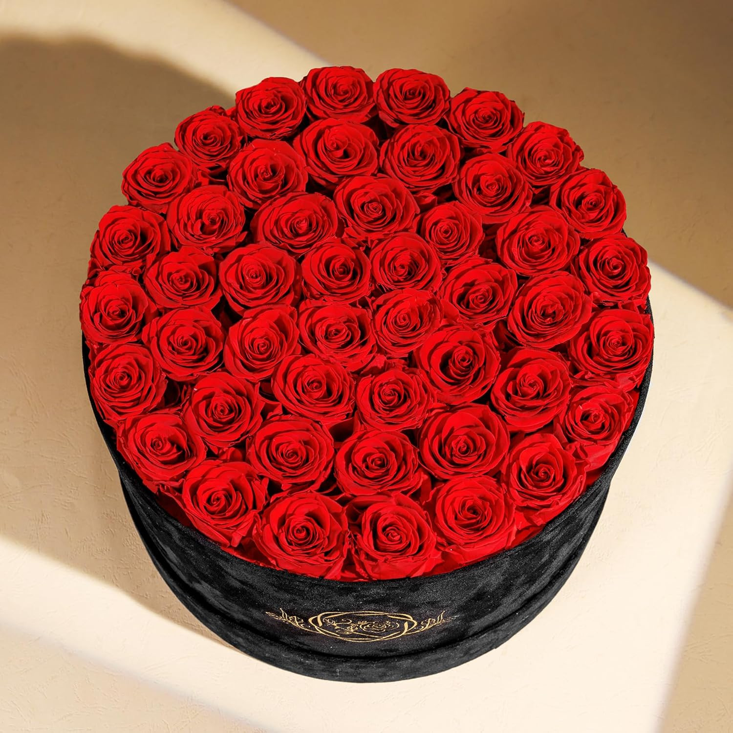 Luxury Suede Box of 47 Preserved Flowers – Perfect Birthday Gift for Her