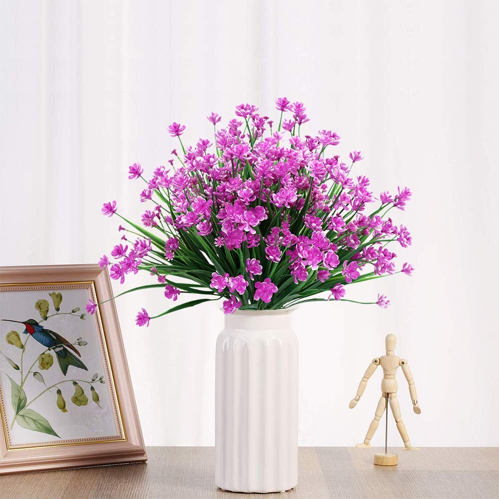 20 Bundles Artificial Outdoor Flowers Fake UV Resistant No Fade Greenery Faux…