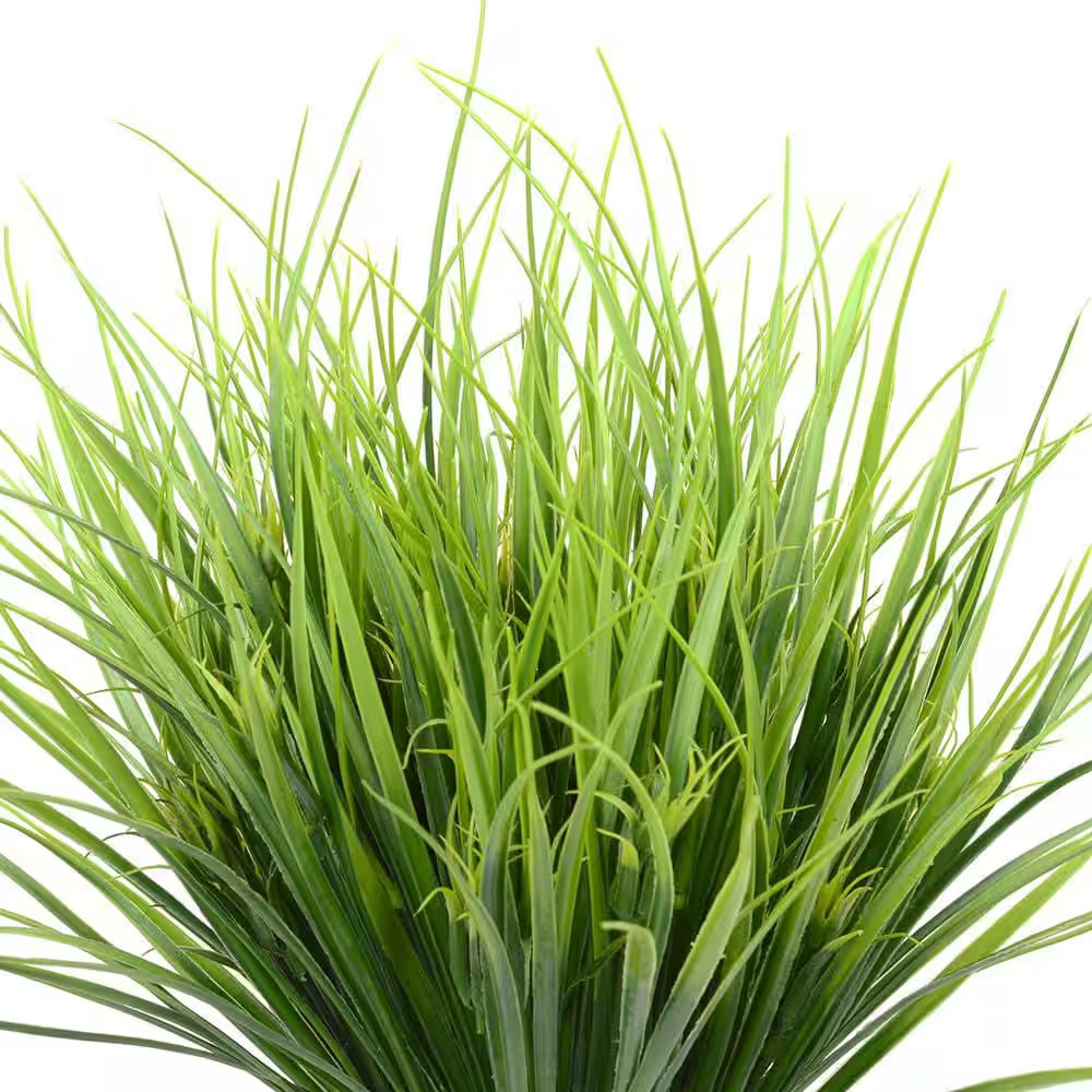 17 In. Green Artificial Plant Wheat Grass Type UV Resistant Plastic Outdoor Shru