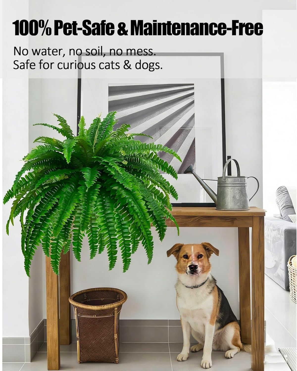 GYERB 48″ Large Artificial Boston Fern Plants for Outdoor Indoor, Fake Ferns …