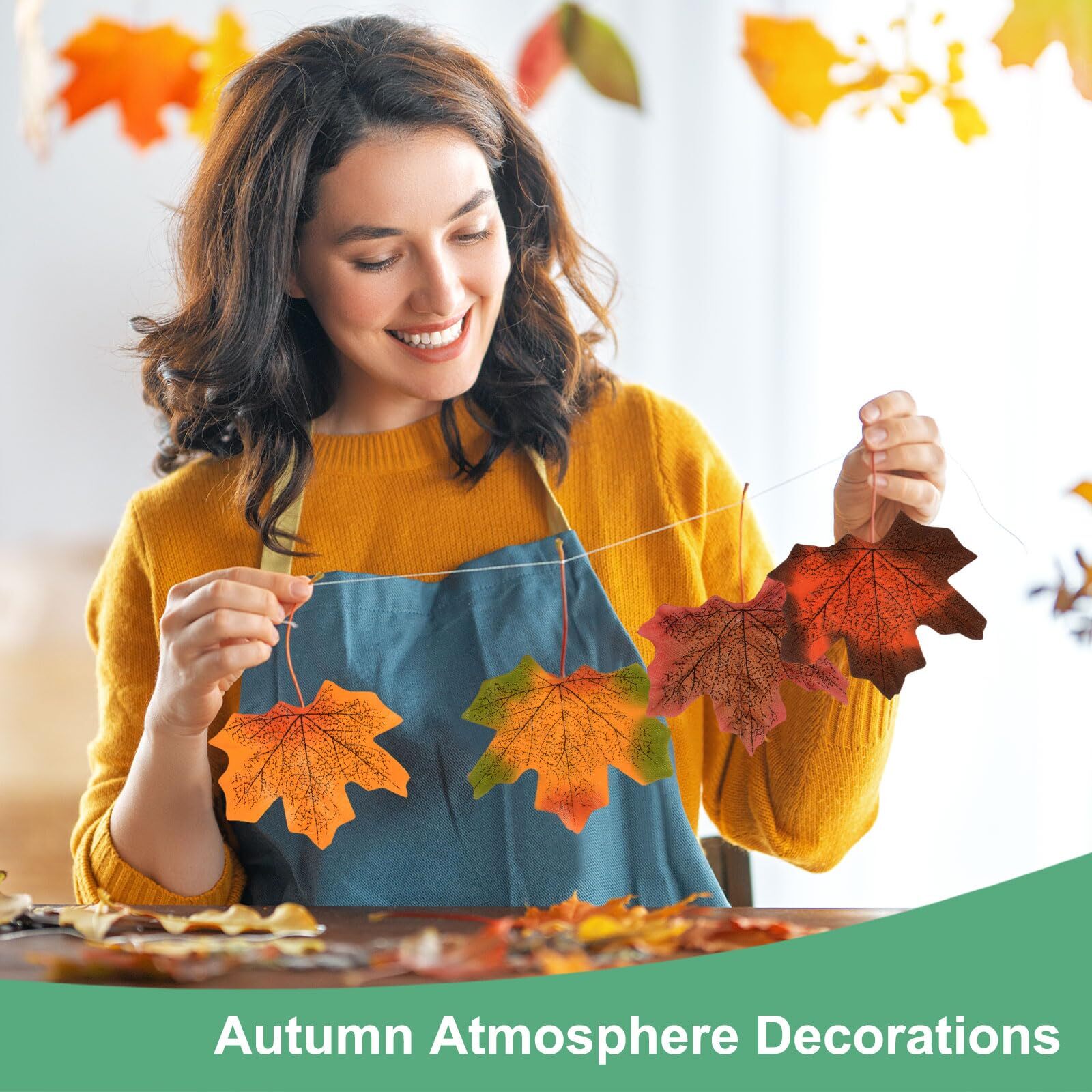 200-Pack Artificial Maple Leaves Fake Fall Leaves Faux Autumn Leaves for Than…