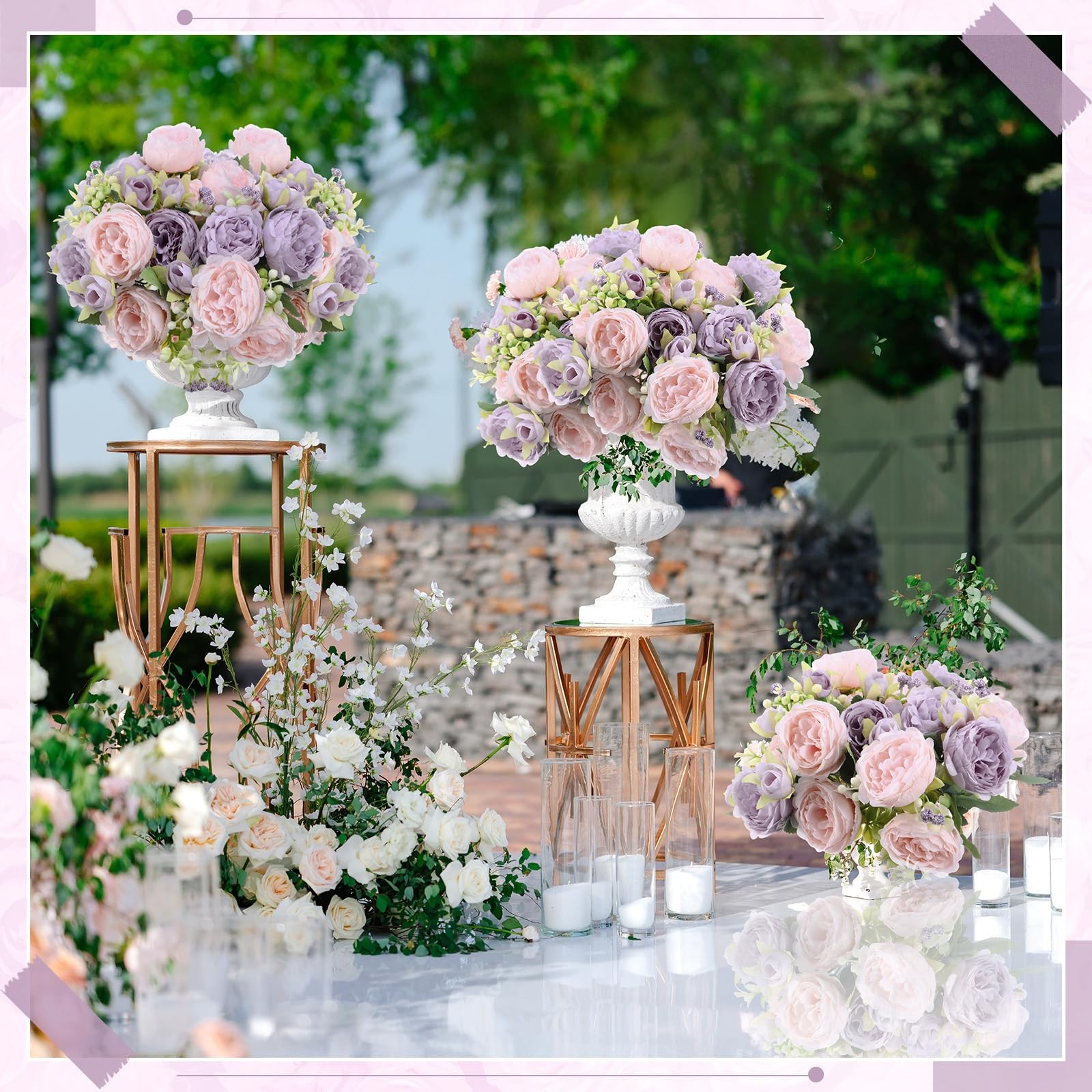 8 Bundles Artificial Peonies Silk Flowers Boho Faux Floral Centerpiece Wedding D