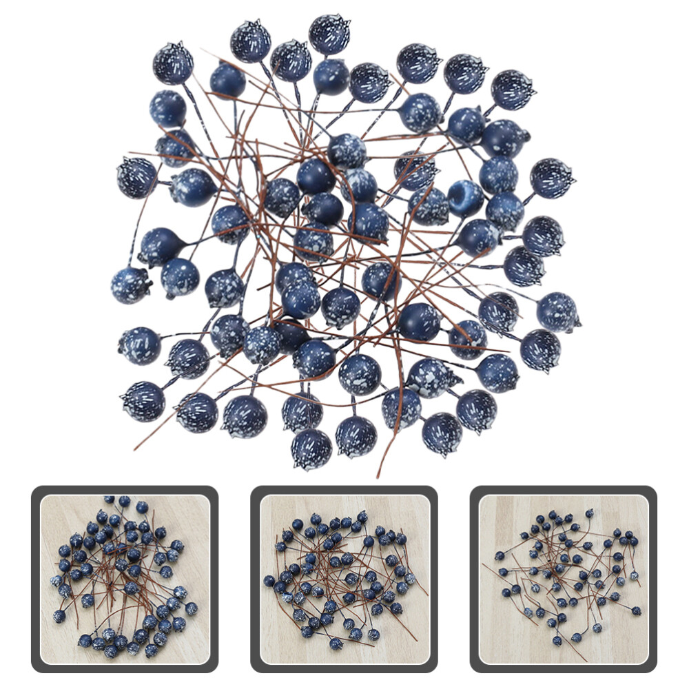 100 Pcs DIY Wreath Fake Berry Simulation DIY Bouquet Blueberry Decoration