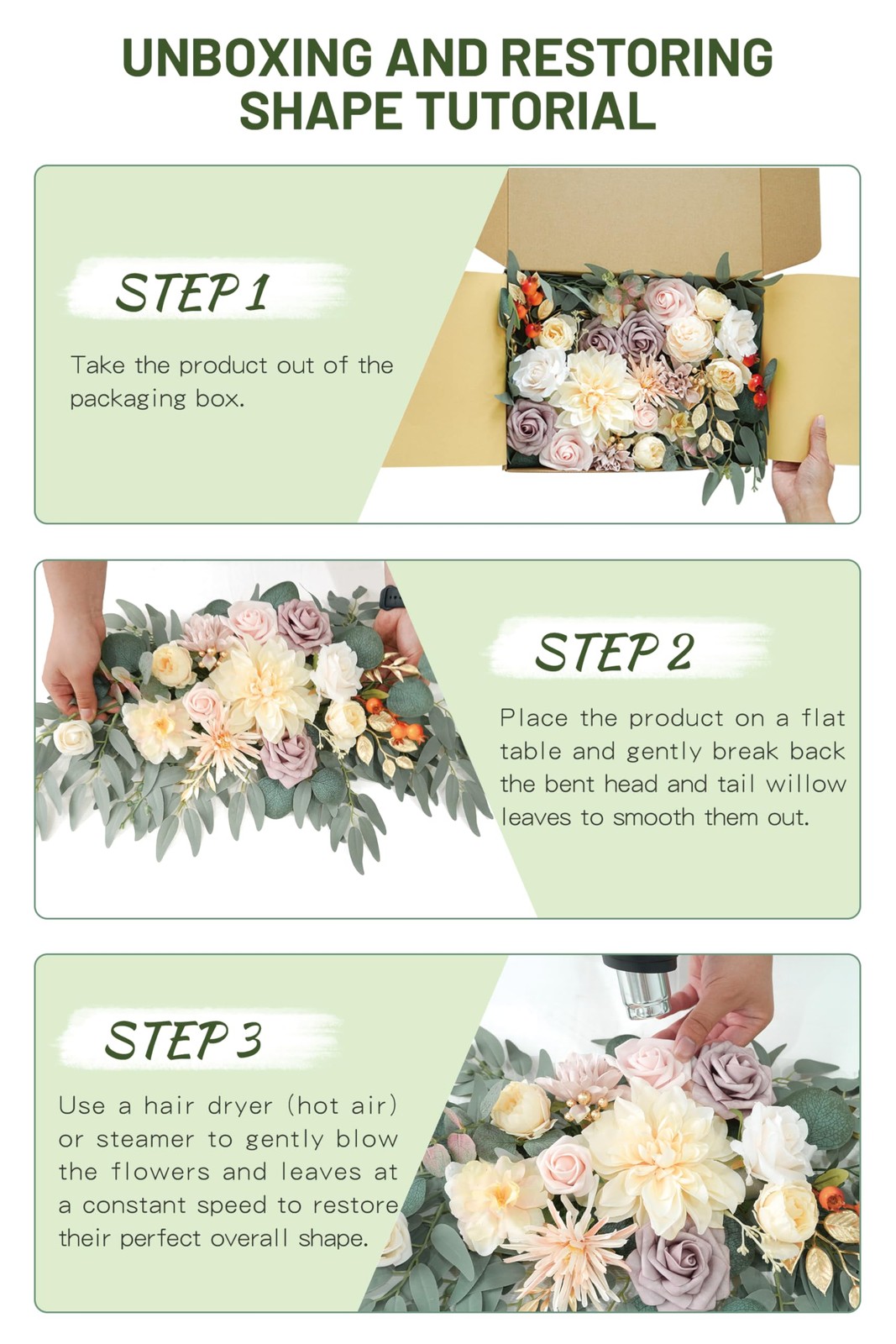 Faux Flower Swag Set of 2 for Wedding Welcome Signs Floral Swag Wedding Recep…