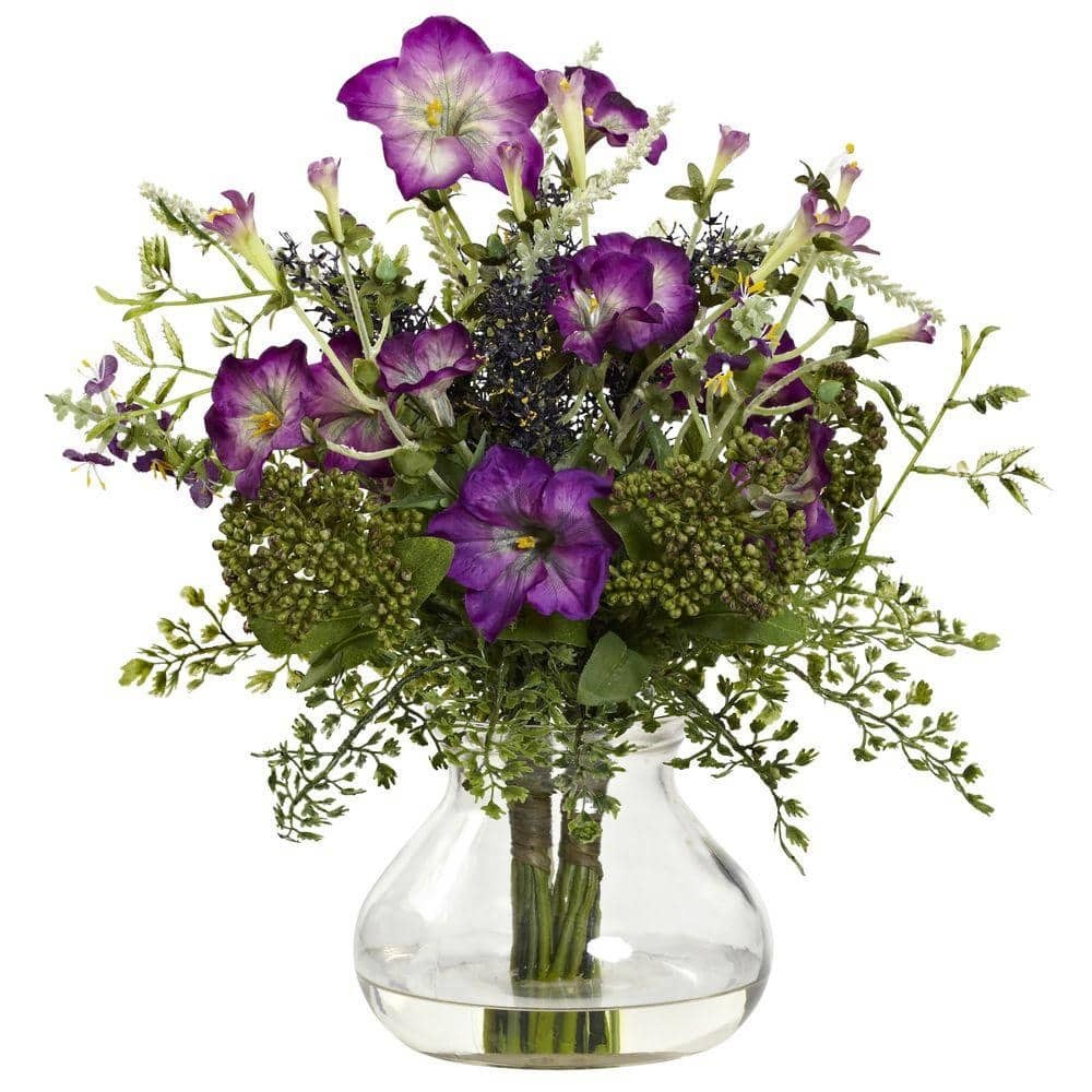 Nearly Natural Artificial Mixed Morning Glory with Vase