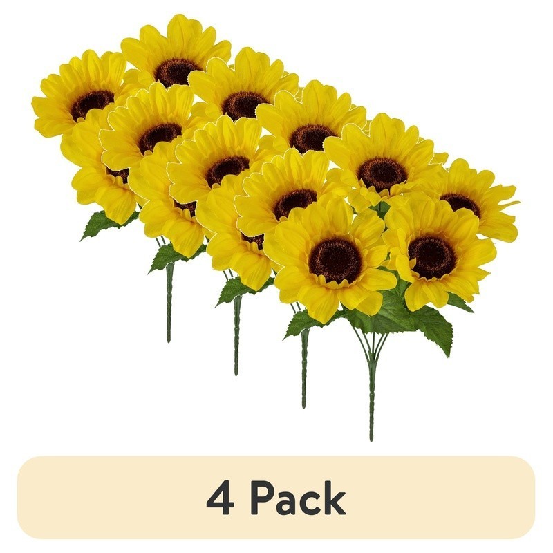 Artificial Sunflower Picks 4 Pack Indoor Floral Decor Centerpieces Arrangement