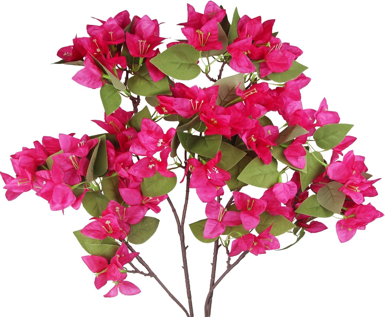 2 Pcs Artificial Flowers Bougainvillea Outdoor Rose Red Faux Bougainvillea Flowe