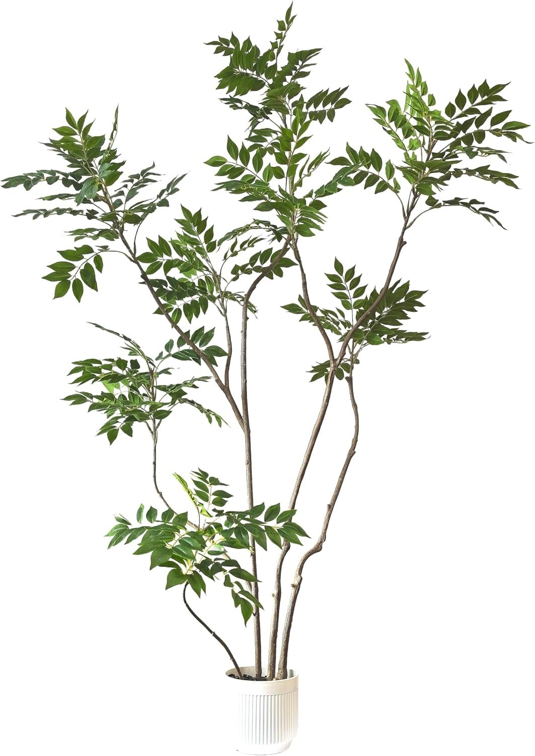 6.5FT Artificial Sumac Tree Faux Mahonia Fortunei Tree with White Pot for Hom…