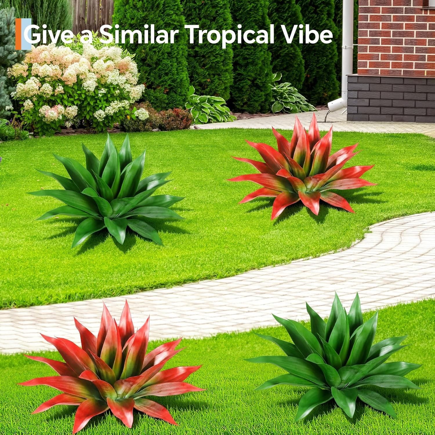 2PCS Large Artificial Agave Plant Set,Realistic Fake Agave Plants Without Pot