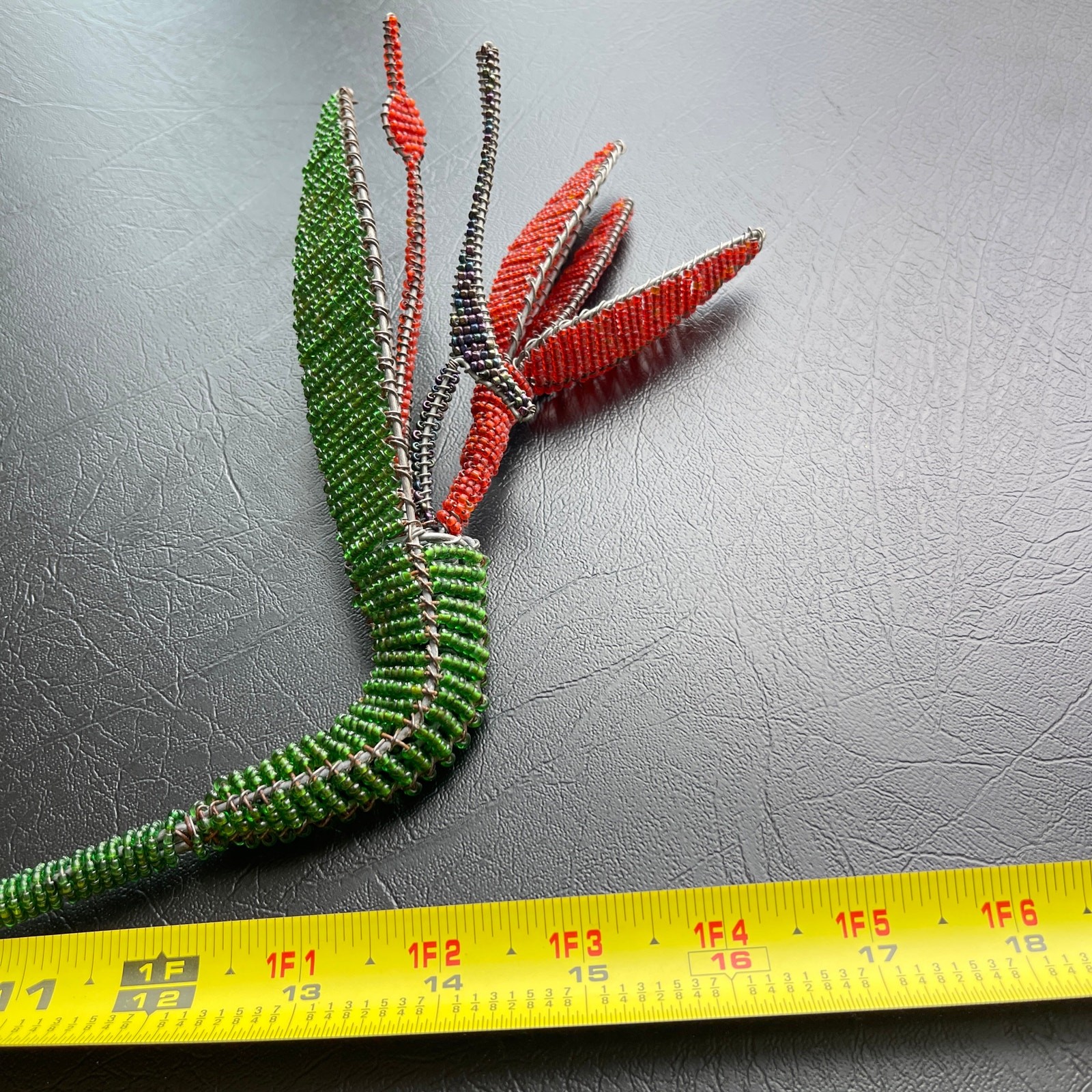 Handcrafted Vibrant Beaded & Metal Strelitzia Stem