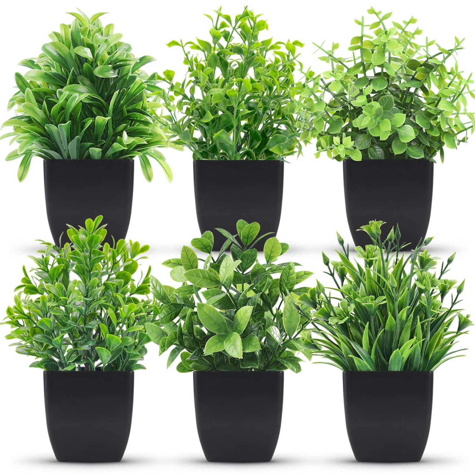 Der Rose 6 Pack Fake Plants Mini Artificial Plants for Home Office Farmhouse