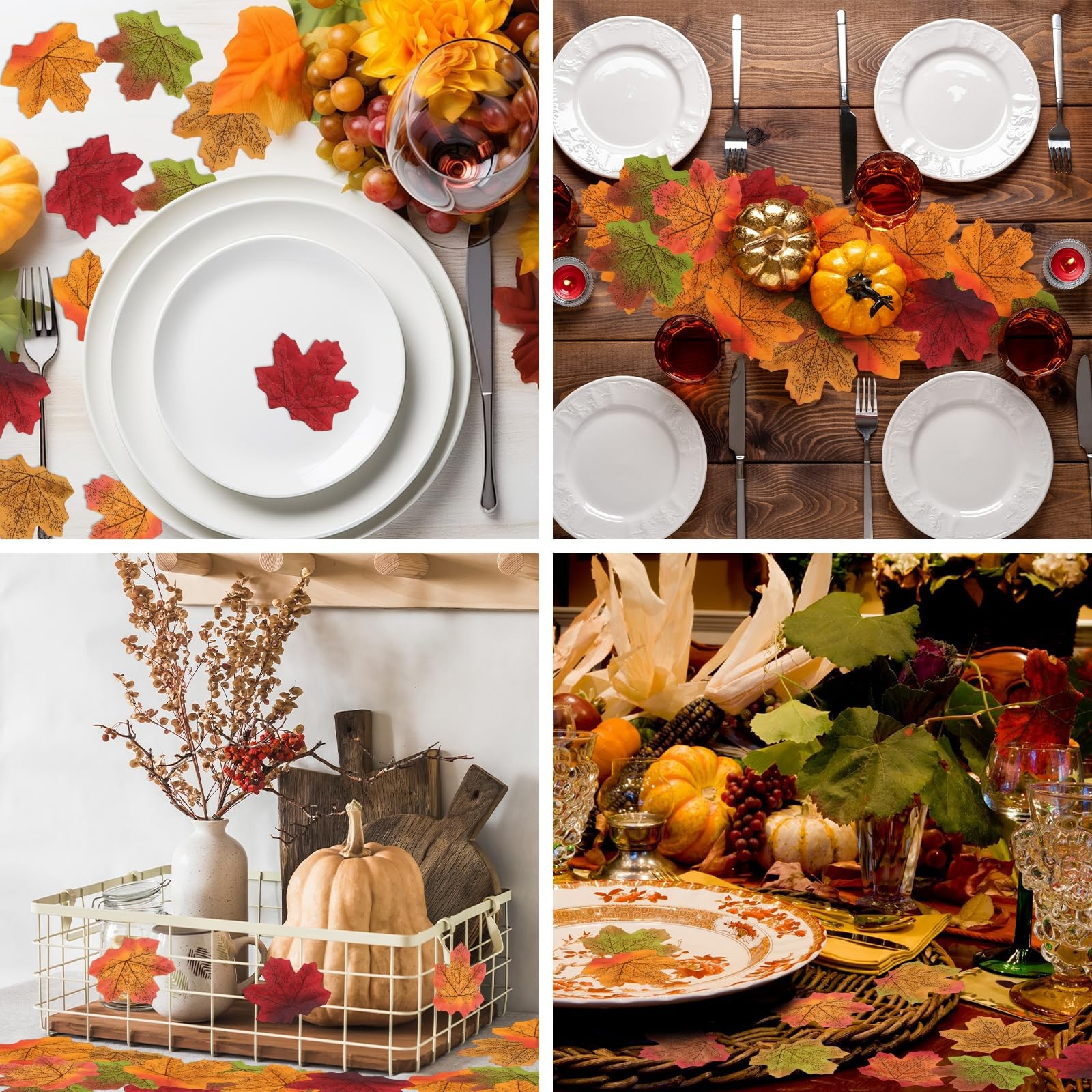800 PCS Fall Artificial Maple Leaves Faux Autumn Leaf Thanksgiving Decor