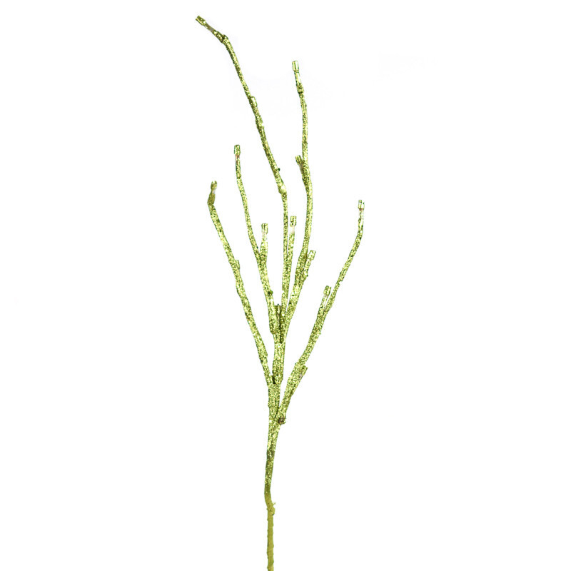 Set of 2 Light Green Glittered Battery Operated LED Lighted Twig 28″ Branches