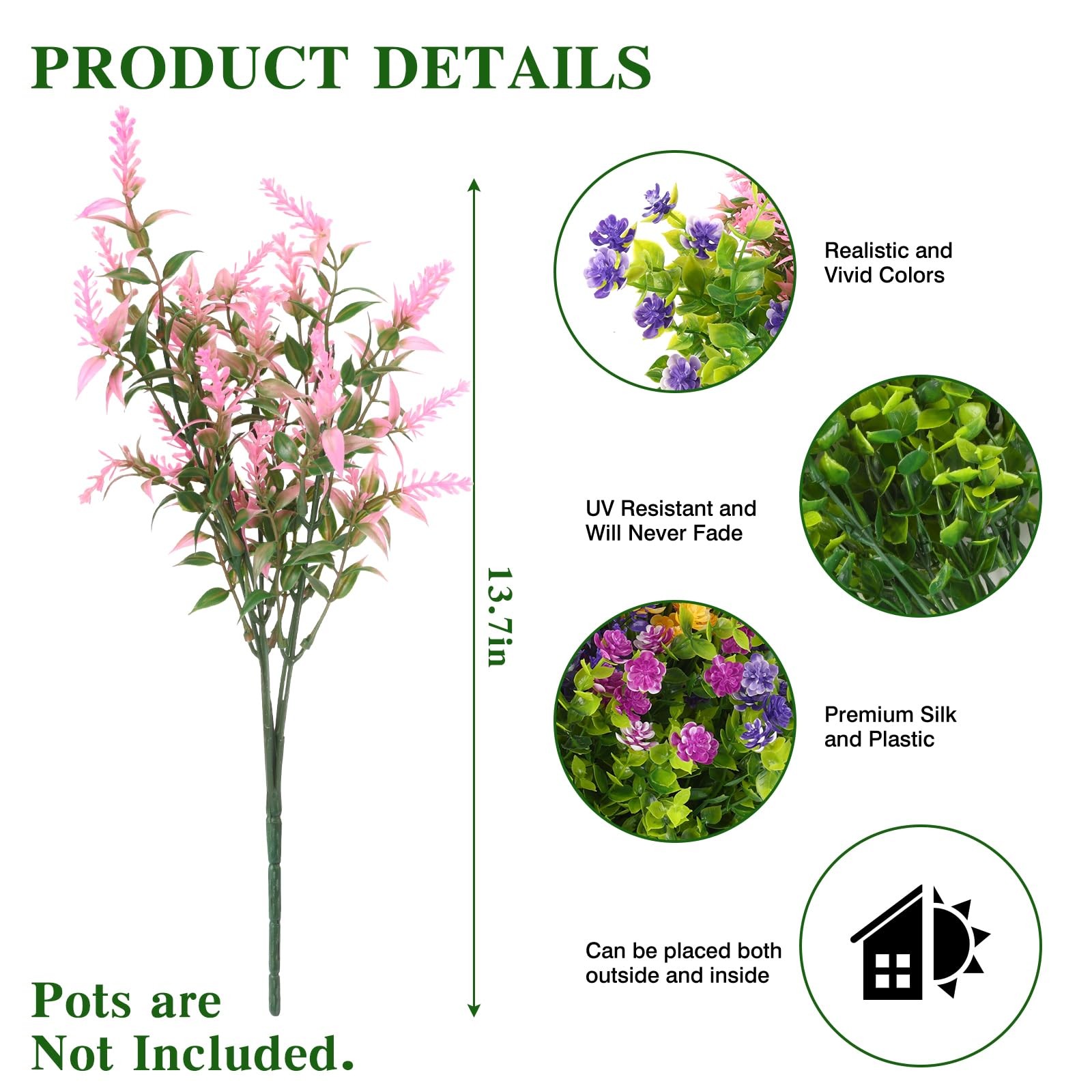 12 Bundles Artificial Flowers for Outdoor Indoor, Fake Silk Multiple Color Fl…