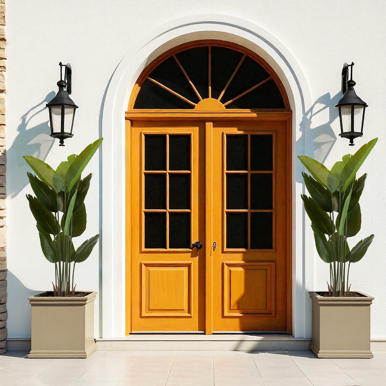 Artificial Bird of Paradise Plant, 5.2ft Faux Tropical Palm Tree in Pot