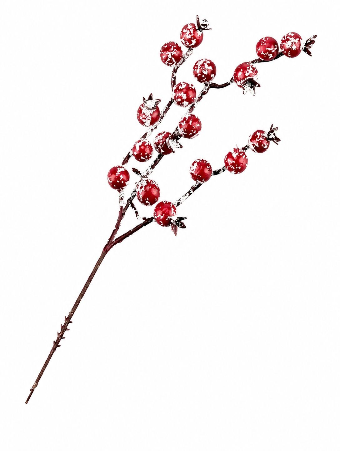 8 Frosted Red Berry Picks Winter Berry Stems Christmas Decor Faux Berry Branches