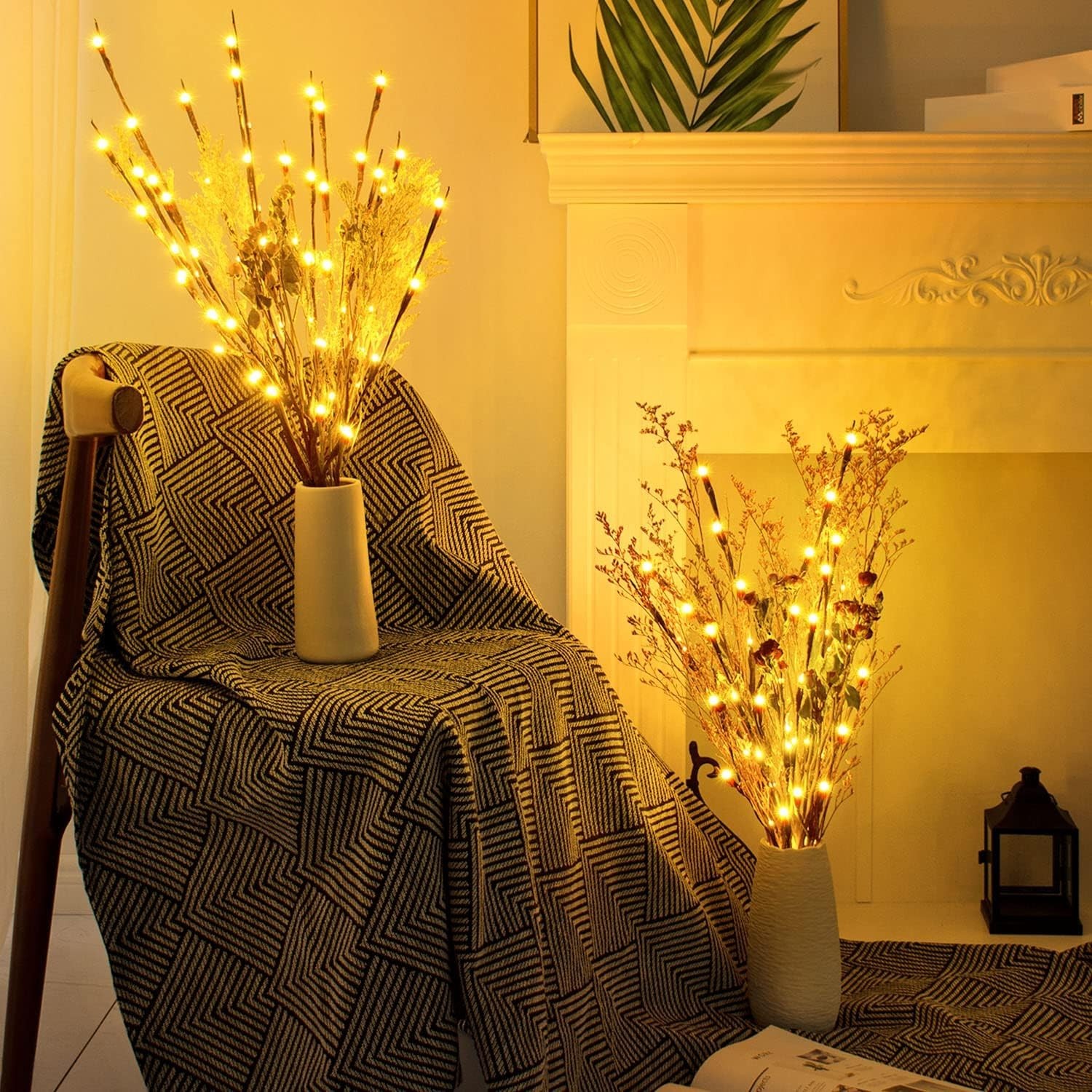 Elegant Lighted Twigs with 20 Bright Bulbs – 30 Inch Warm Yellow for Indoor &…