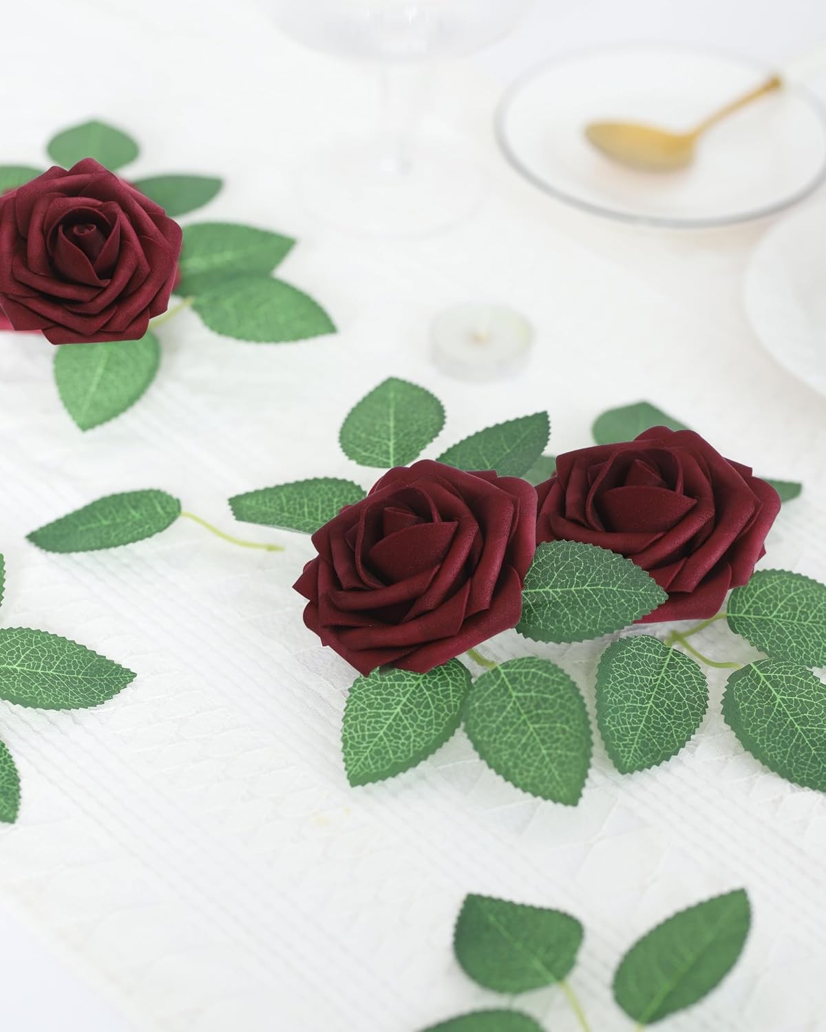 Artificial Roses Fake Roses with Stems Real Touch Foam Flowers Arrangements