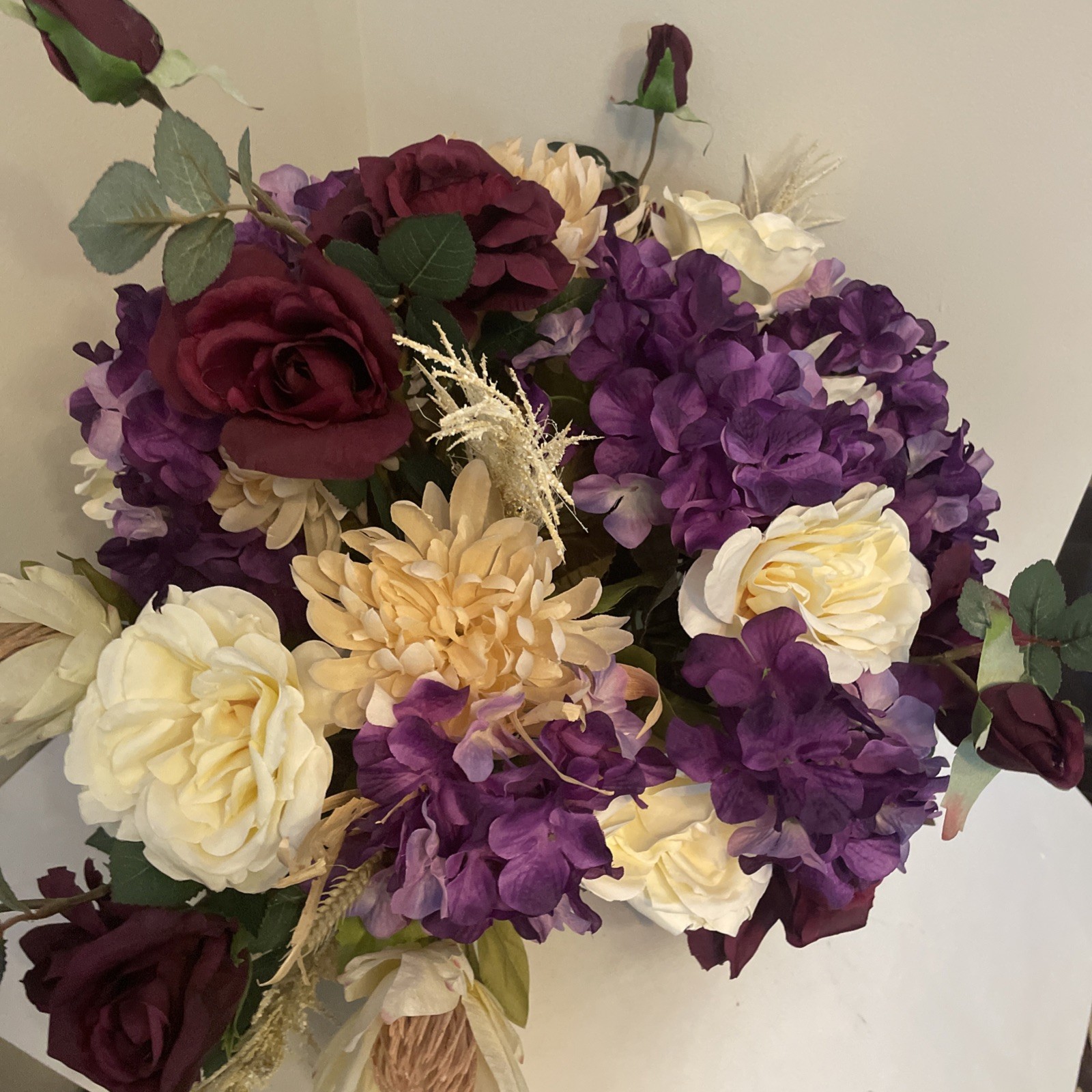 Blush Purple Floral Centerpiece, Romantic Table Decor, Neutral Ivory Arrangement