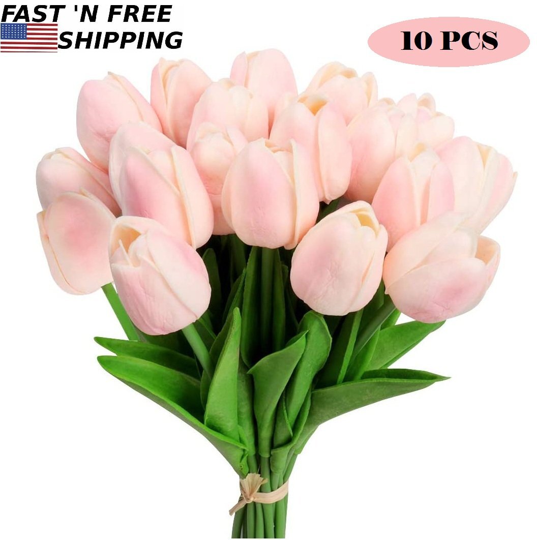 20PCS Artificial Tulip Flowers False Fake Bouquet Real Touch Home Wedding Decor