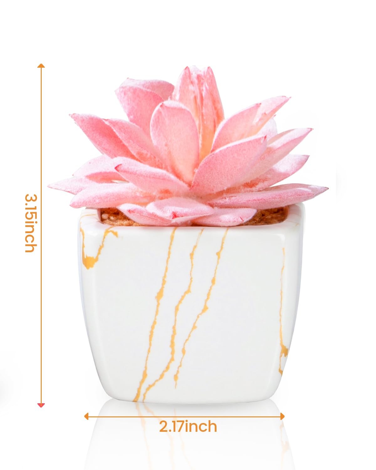 2 PCS Artificial Succulent in White Ceramic Pot Small Fake Succulents Plant